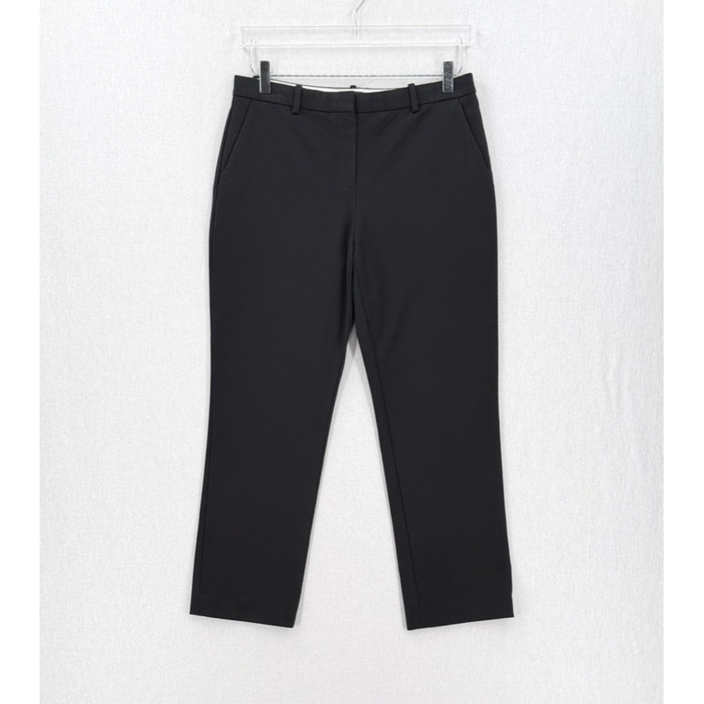 THEORY Tailored Trouser Double Stretch Pants Womens 6 Black Mid Rise Straight
